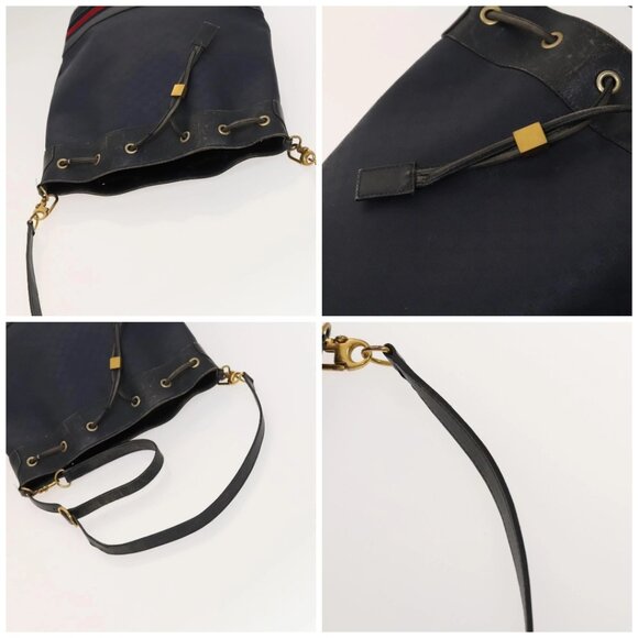GUCCI Micro GG Supreme Sherry Line Shoulder Bag PVC Navy Gold Auth 125756 - Picture 16 of 16